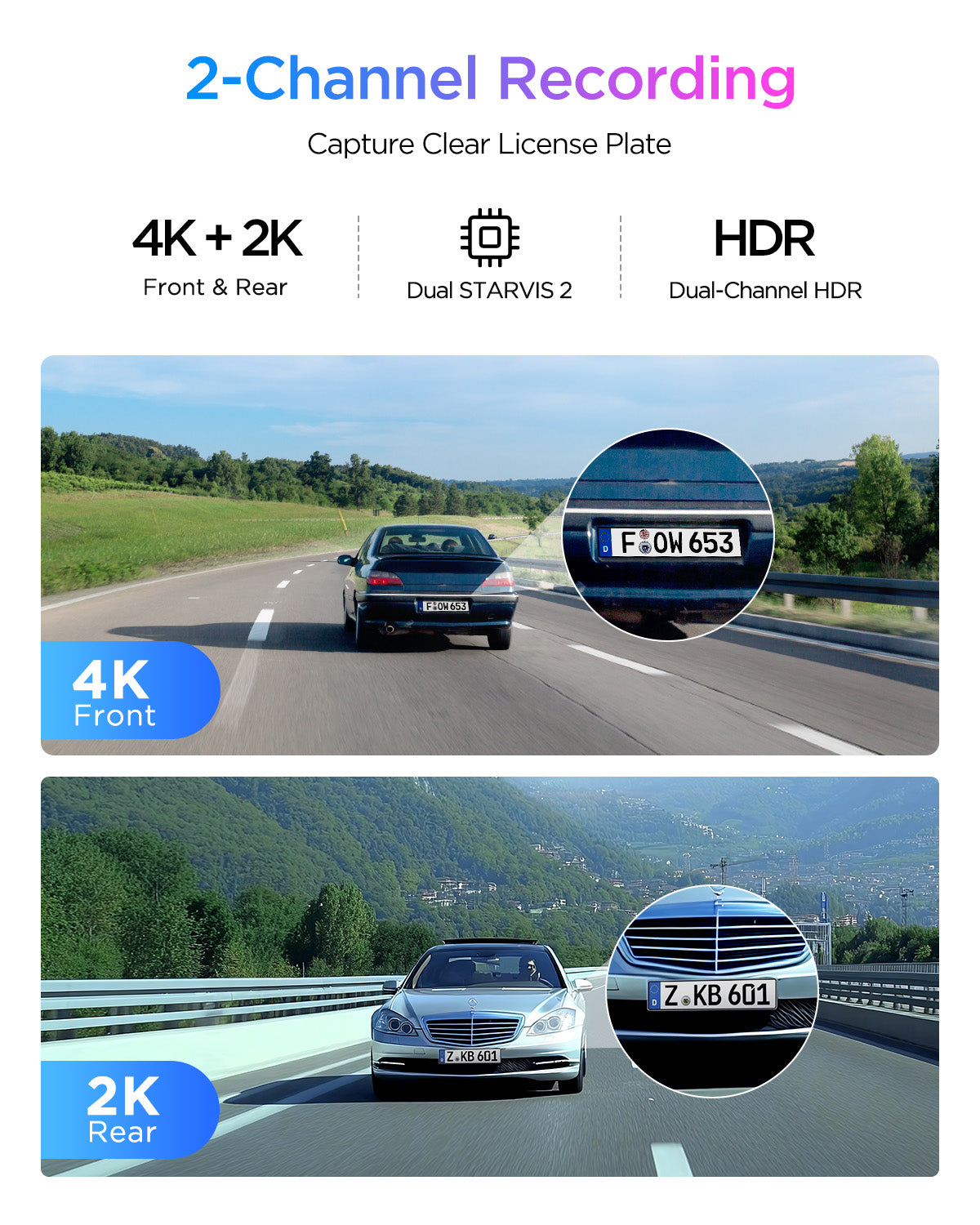 VIOFO A329S 2CH 4K 60FPS+2K HDR Dash Cam with Sony STARVIS 2 Sensor, Built-in Wi-Fi 6 and GPS, Support SSD Storage, Low Power Impact Detection, Hybrid Parking Recording