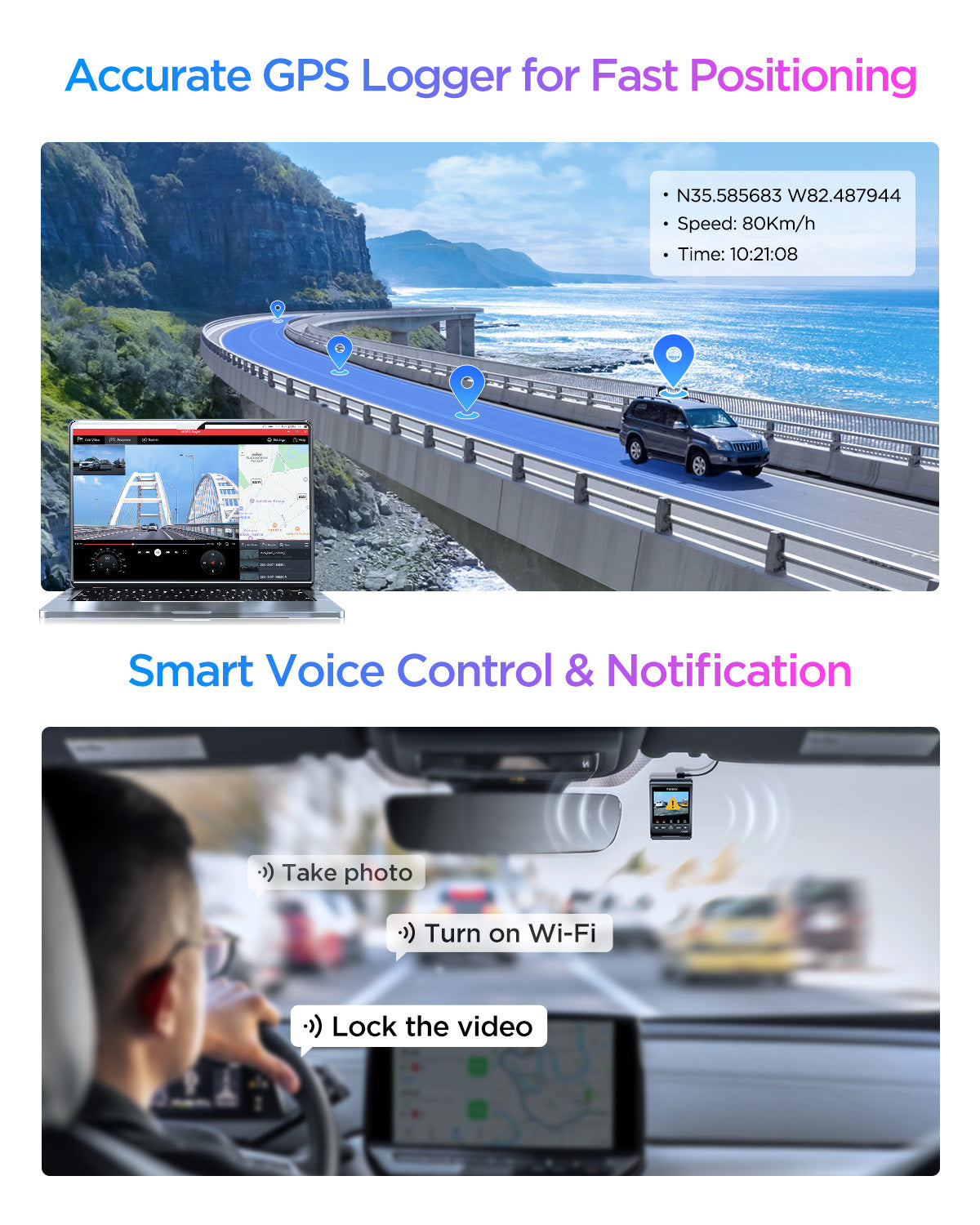 VIOFO A329S 3CH First 4K 30FPS Front+2K Wide 210° FOV Fisheye Cabin+2K Rear Dash Cam with STARVIS 2 Sensor 3-Channel HDR, Support SSD Storage