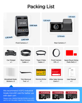 VIOFO A329S 2CH 4K 60FPS+2K HDR Dash Cam with Sony STARVIS 2 Sensor, Built-in Wi-Fi 6 and GPS, Support SSD Storage, Low Power Impact Detection, Hybrid Parking Recording