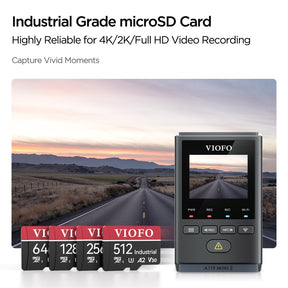 VIOFO 256GB Industrial Grade microSD Card, U3 A2 V30 High Speed Memory Card with Adapter, Support Ultra HD 4K Video Recording