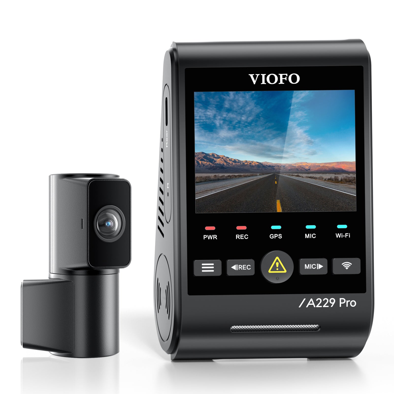 VIOFO A229 Pro Tele 2CH 4K HDR Front+2K HDR Telephoto Camera with 4x Optical Zoom, Dual Sony STARVIS 2 Sensors, Smart Voice Control, Capture Details From a Distance