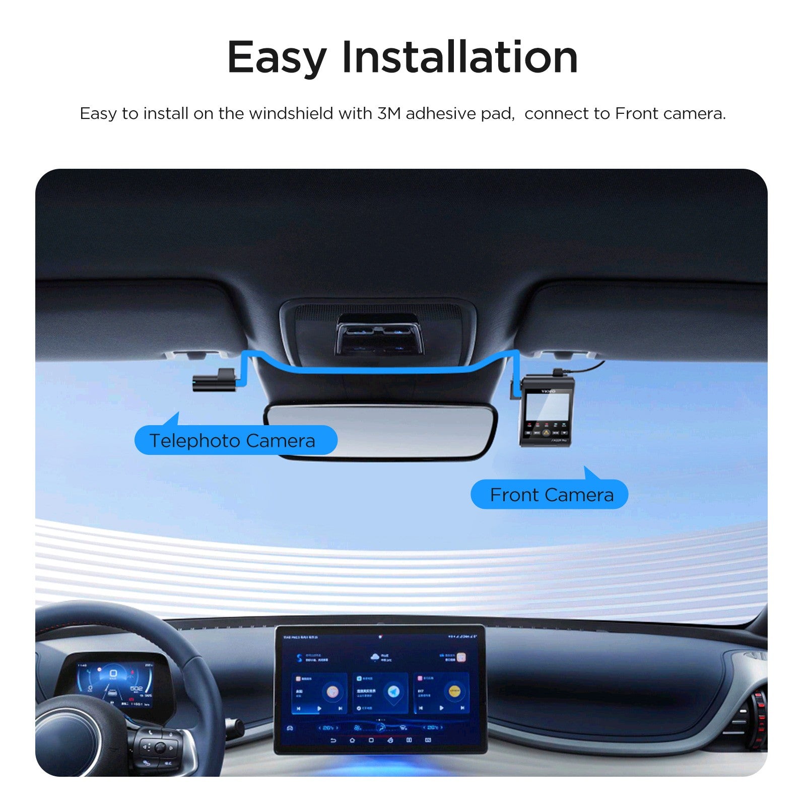 VIOFO RTC300 Telephoto Camera with 0.6M Cord and Adhesive Sticker for A229 Plus/A229 Pro