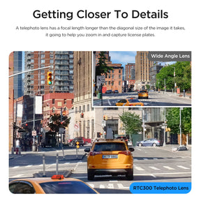 VIOFO RTC300 Telephoto Camera with 0.6M Cord and Adhesive Sticker for A229 Plus/A229 Pro