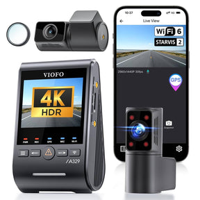VIOFO A329S 3CH First 4K 30FPS Front+2K Wide 210° FOV Fisheye Cabin+2K Rear Dash Cam with STARVIS 2 Sensor 3-Channel HDR, Support SSD Storage