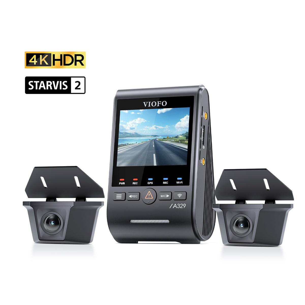 VIOFO A329WW 3CH 4K 30FPS Front+Dual 2K HDR Waterproof Rear Cameras with Sony STARVIS 2 Sensor, Tailored for Heavy-Duty Trucks and Trailers