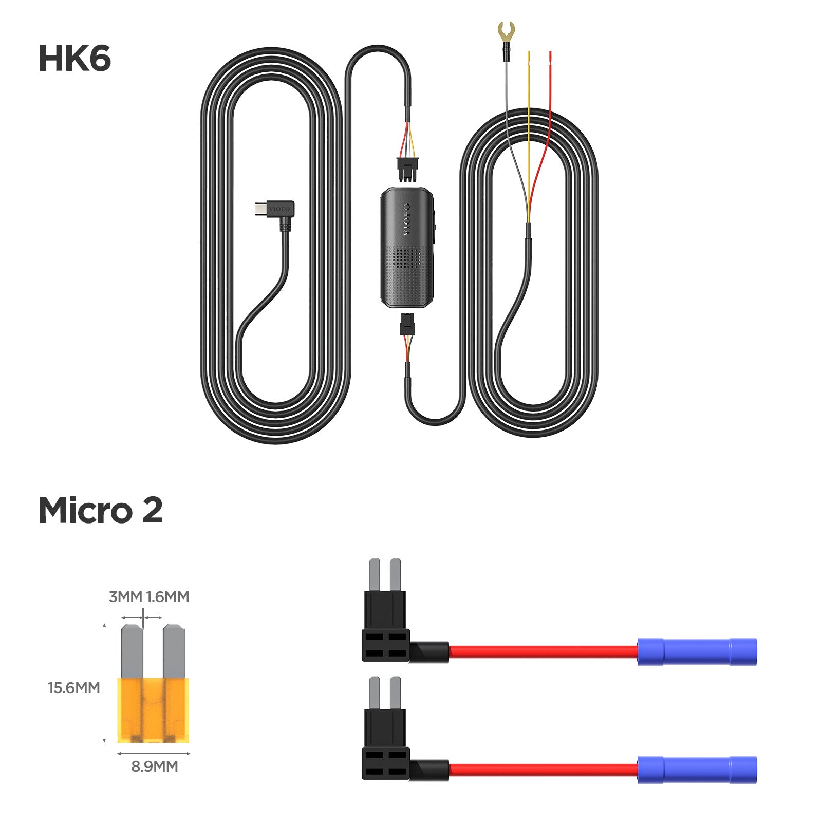 VIOFO Type-C HK6 ACC Hardwire Kit for A329S Series, Support Hybrid Parking Mode, Automatic Voltage Display, Low Power Consumption