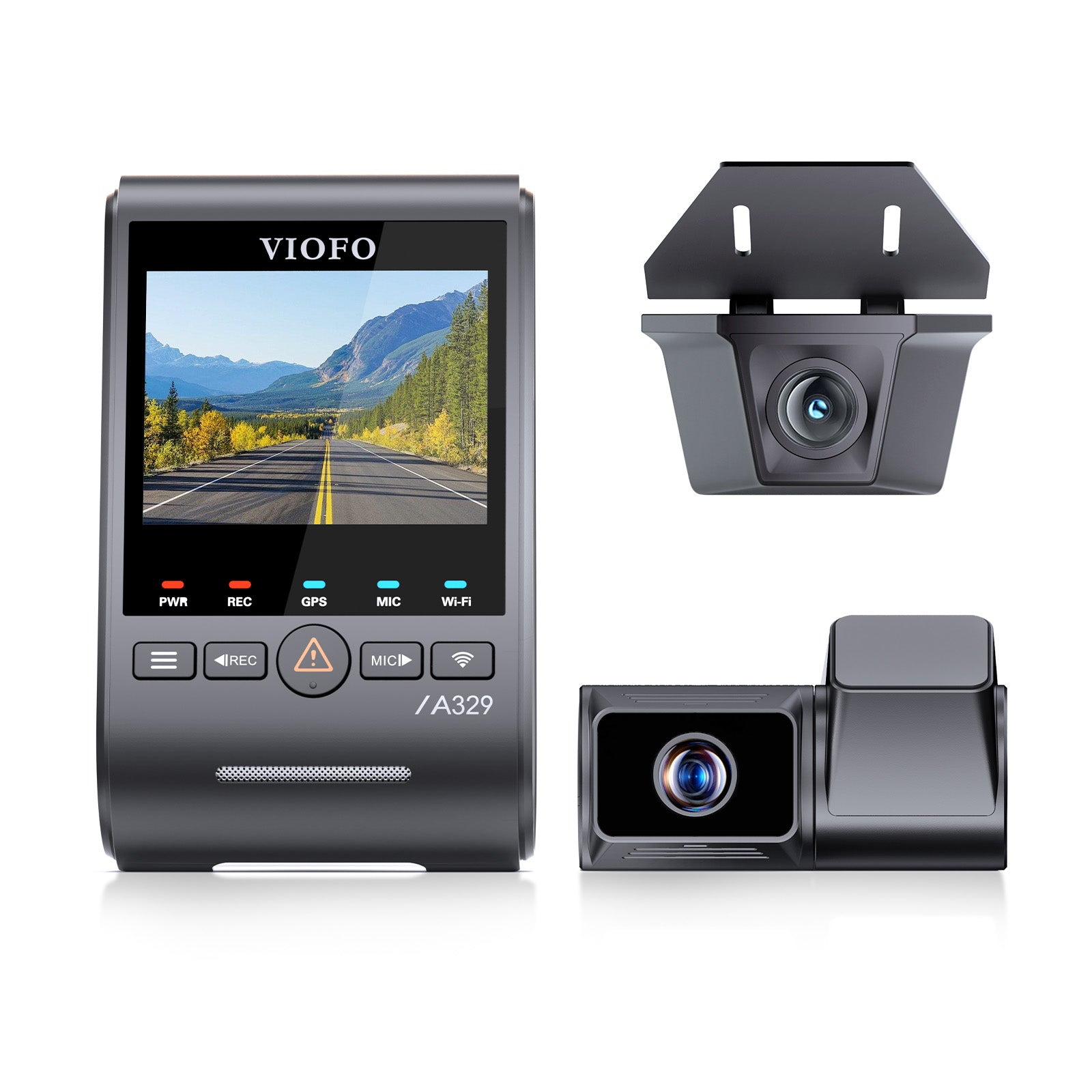 VIOFO A329TW 3CH 4K 30FPS Front+2K Telephoto Camera+2K Waterproof Camera, Sony STARVIS 2 Sensor HDR, Support SSD Storage, Low Power Impact Detection, Hybrid Parking Recording