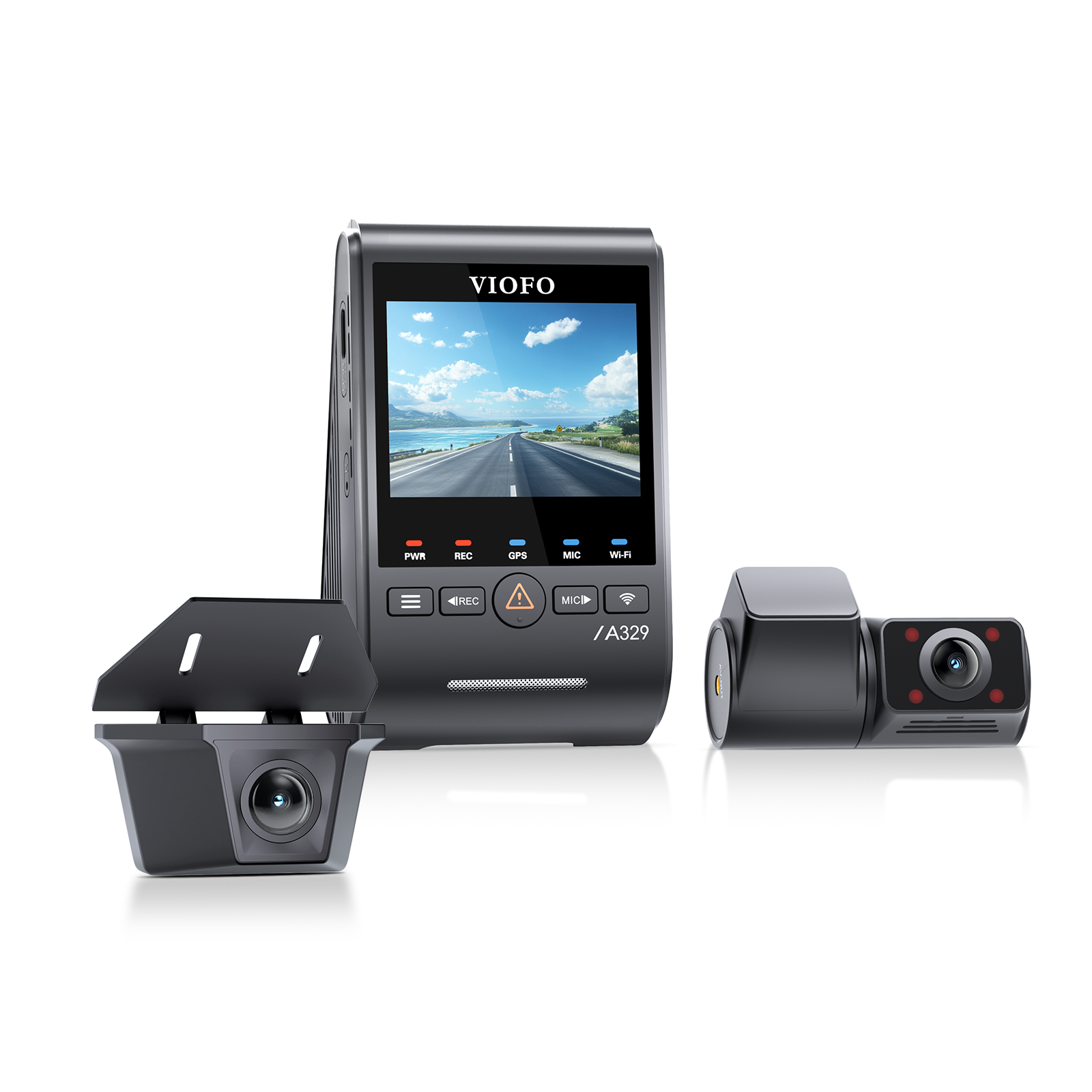 VIOFO A329SW 3CH 4K 30FPS Front+2K Waterproof Rear+2K Fisheye Cabin with Sony STARVIS 2 Sensor HDR, Flexible Installation to Capture Both Inside and Outside