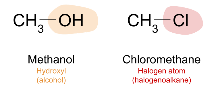 Functional Groups alcohol halogenoalkane example StudySmarter Originals